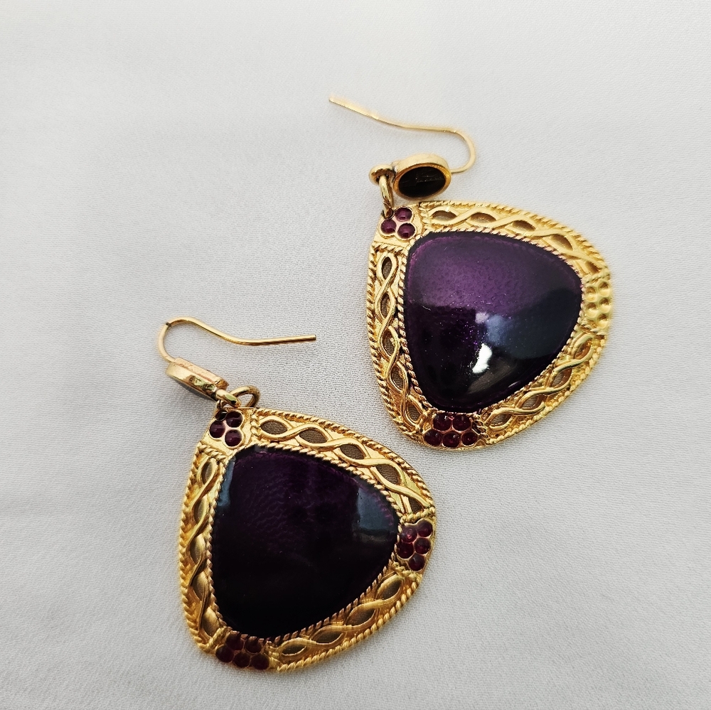 Purple Enamel Berebi Vintage Earrings